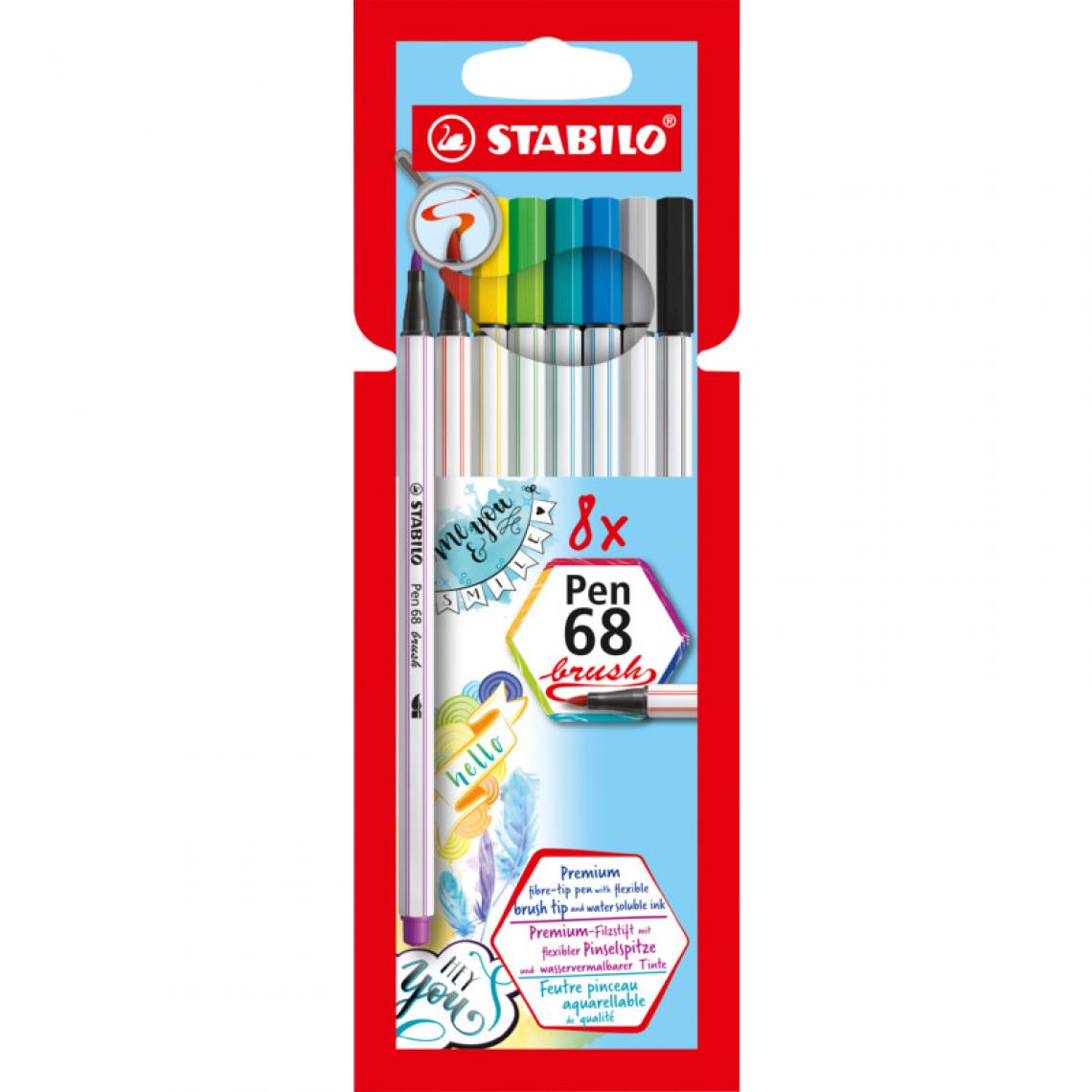 Stabilo - STABILO Feutre pinceau Pen 68 brush, étui en carton de 8 () - Outils et accessoires du peintre