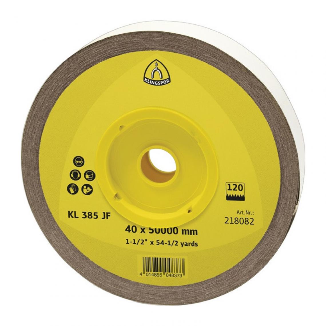 Klingspor - Rouleau de tissu abrasif KL 385 JF 40 mm granulation 240 pour métal corindon KLI - Abrasifs et brosses
