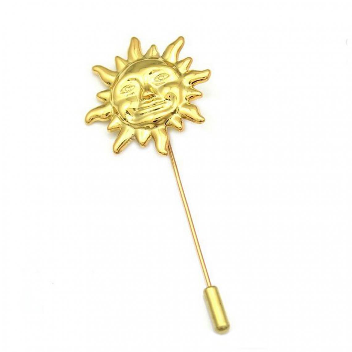 marque generique - Broche Pin à Homme Visage de Soleil à la Boutonnière Revers Couleur d'Or - Broches de maçon