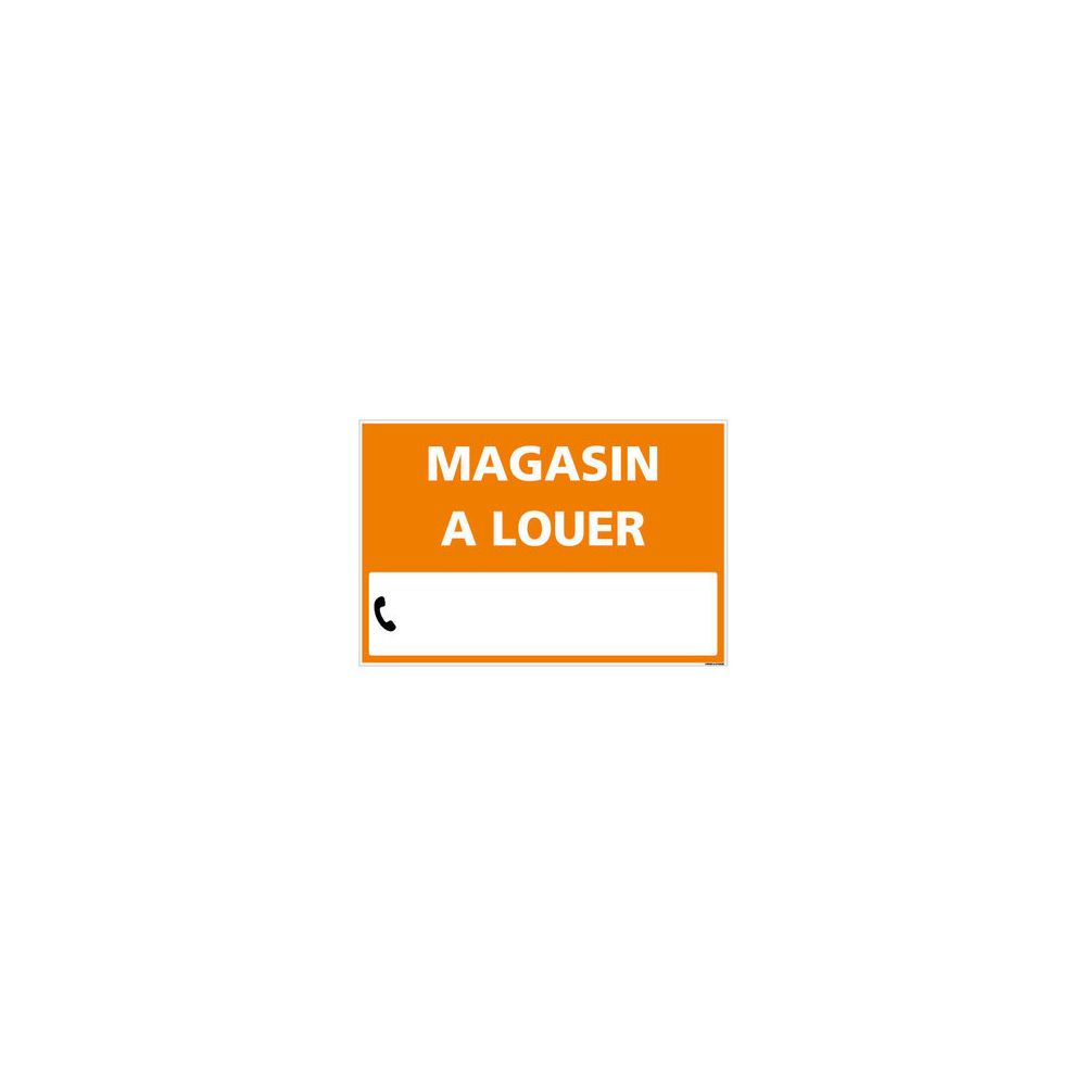 Signaletique Biz - Panneau Immobilier Magasin à Louer - Orange - Plastique rigide AKILUX 3,5mm - Dimensions 600x400 mm - Livré Avec Une Planche de Chiffres - Extincteur & signalétique