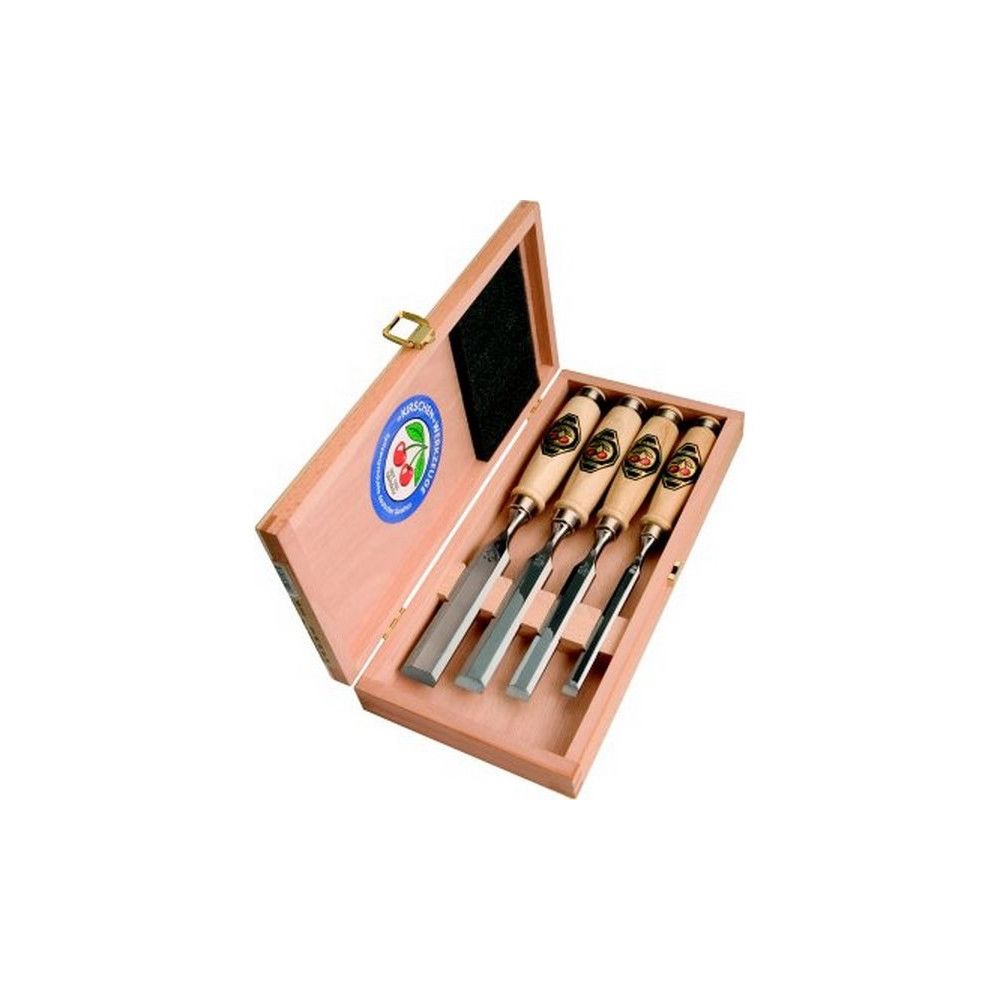 Kirschen - Jeu de ciseaux en acier à outils spécial avec manche en bois, Type : N° 1141 HK, Quantité 4 pièces, Contenu 10 16 20 26 mm - Ciseaux de maçon