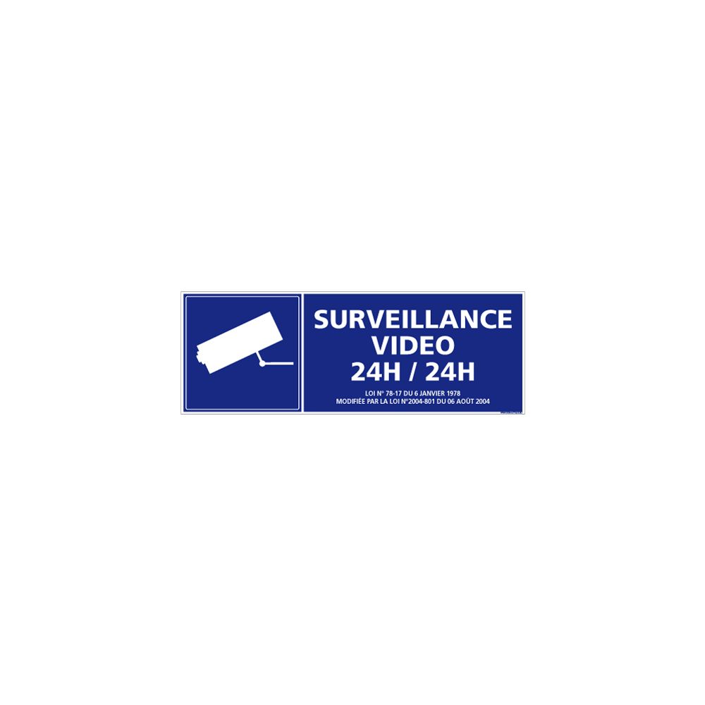 Signaletique Biz - Adhésif Surveillance Vidéo 24H / 24H - Dimensions 210 x 75 mm - Protection anti-UV - Extincteur & signalétique