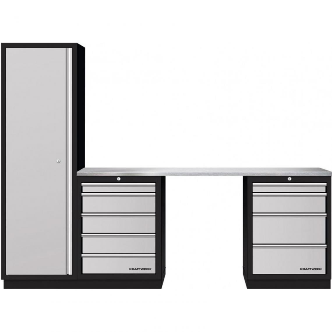Kraftwerk - Meuble en combinaison 3 pcs avec armoire haute en acier inoxydable Kraftwerk - Boîtes à outils