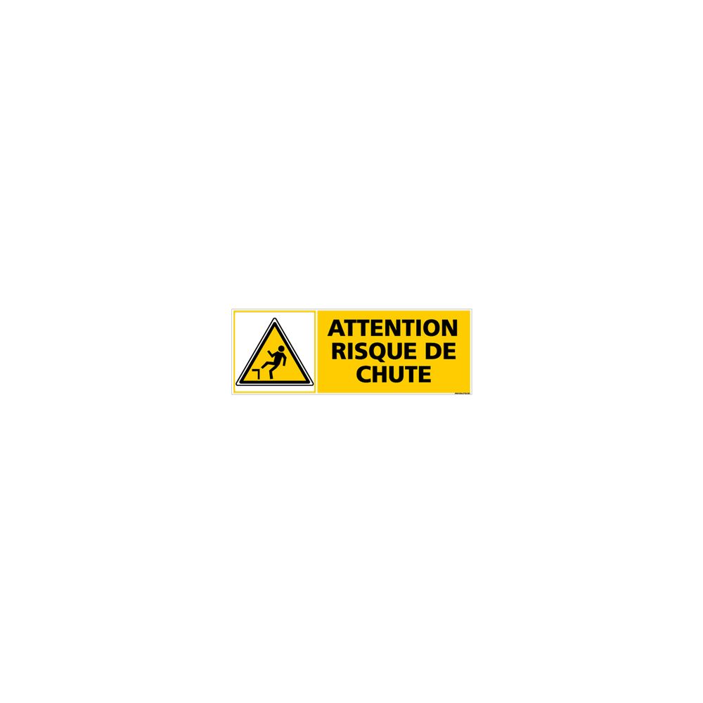 Signaletique Biz - Adhésif Danger Attention Risque de Chute - Dimensions 350 x 125 mm - Protection anti-UV - Extincteur & signalétique