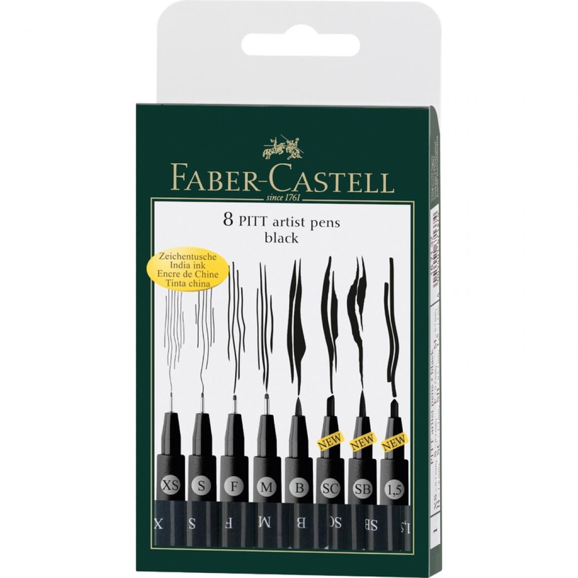 Faber-Castell - FABER-CASTELL Feutre PITT artist pen, étui de 8, noir () - Outils et accessoires du peintre