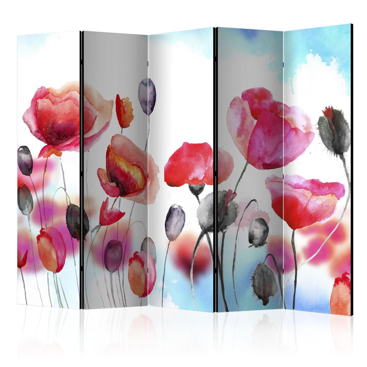 Bimago - Paravent 5 volets - Swaying with the Wind II [Room Dividers] - Décoration, image, art | 225x172 cm | XL - Grand Format | - Cloisons
