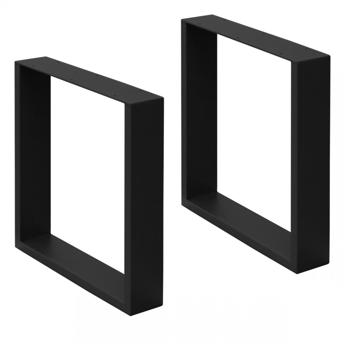Ecd Germany - 2 x Pieds de table en acier noir 40 x 43 cm support rectangulaire style moderne - Pieds & roulettes pour meuble