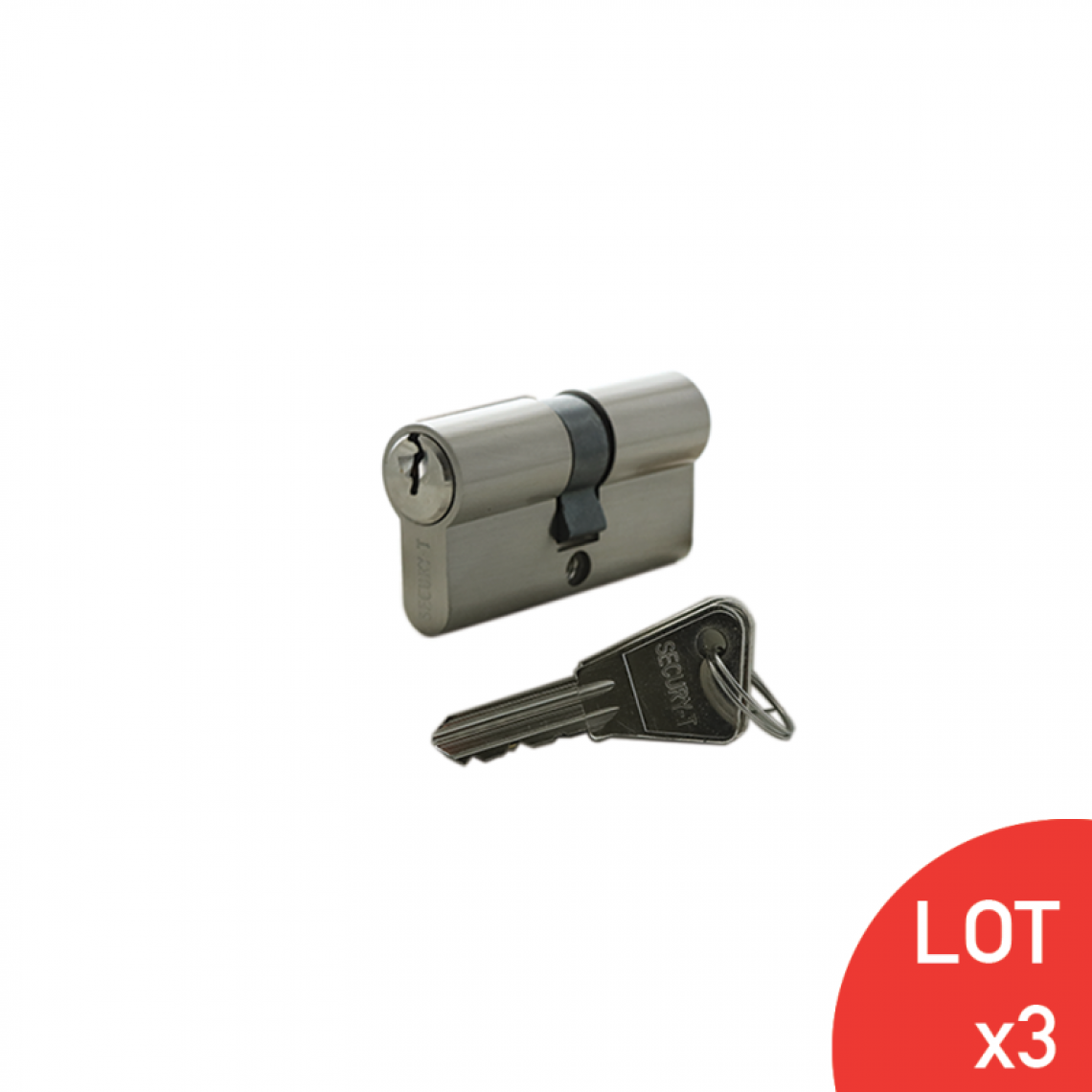 Secury-T - Cylindre de 70 mm (35x35) en Zc et chromé satiné 3 clés LOT DE 3 - Cylindre de porte