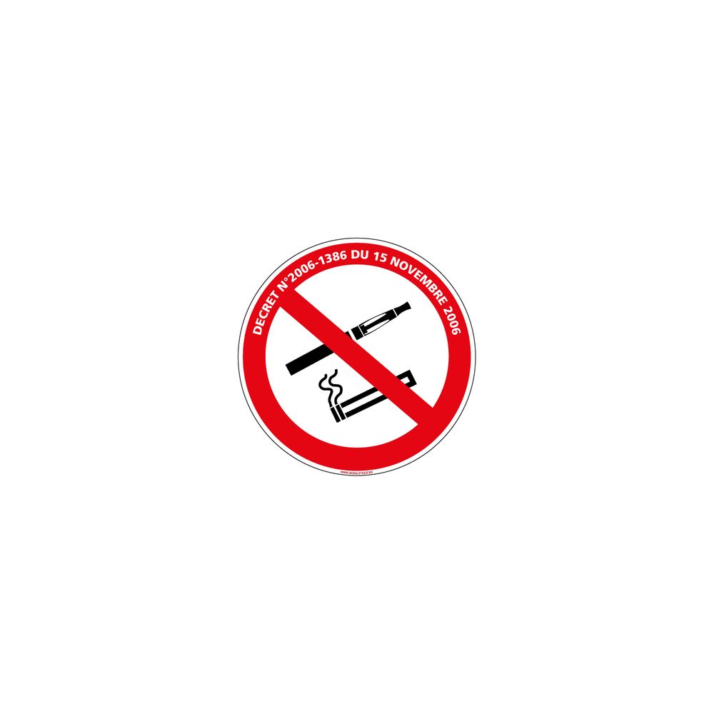 Signaletique Biz - Adhésif Interdiction de Fumer et de Vapoter avec Loi - Diamètre 250 mm - Protection anti-UV - Extincteur & signalétique