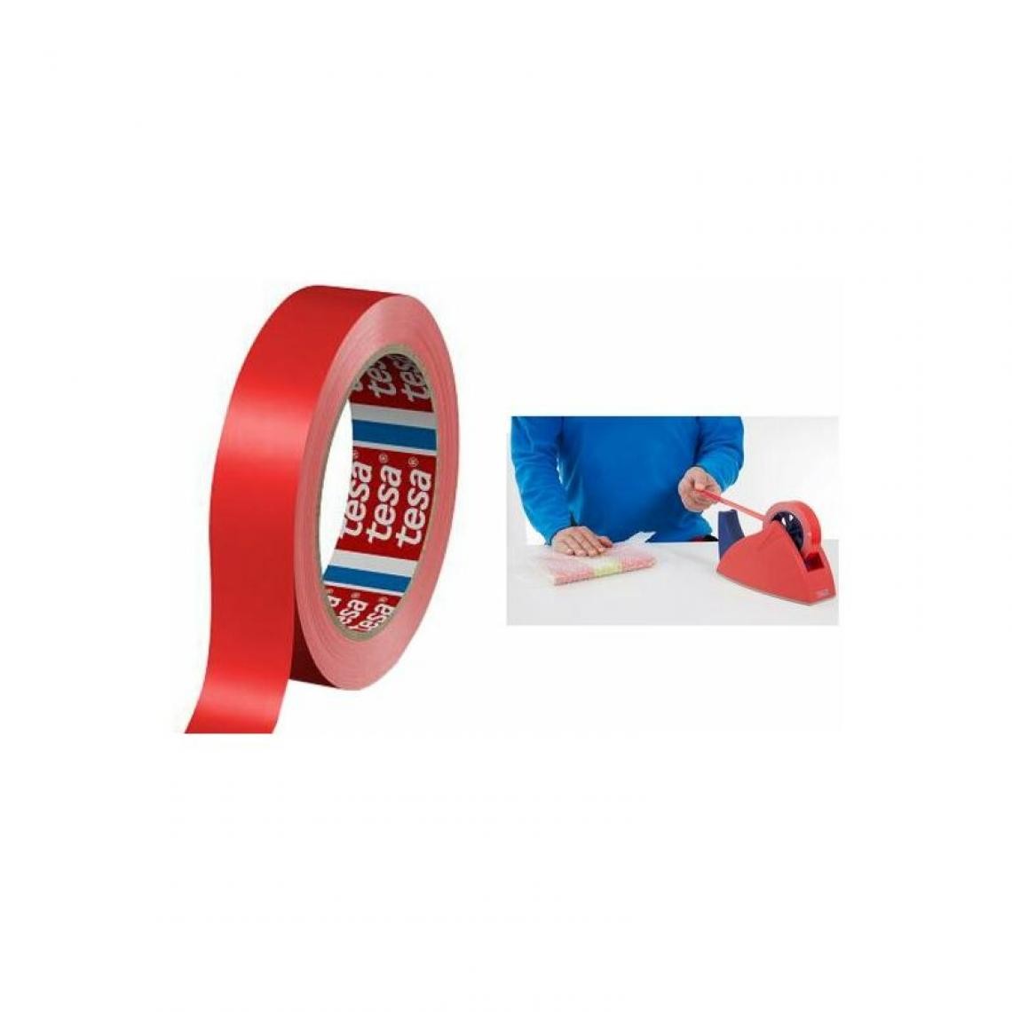 Tesa - tesa Ruban adhésif d'emballage 60404, 9 mm x 66 m, rouge () - Adhésif d'emballage