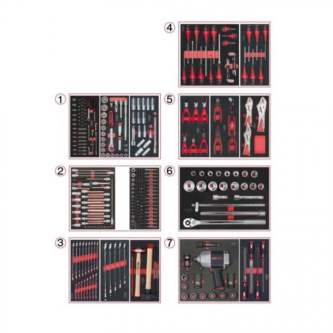 Ks Tools - Composition d'outils 7 tiroirs pour servante 337 pièces Kstools - Casiers de rangement