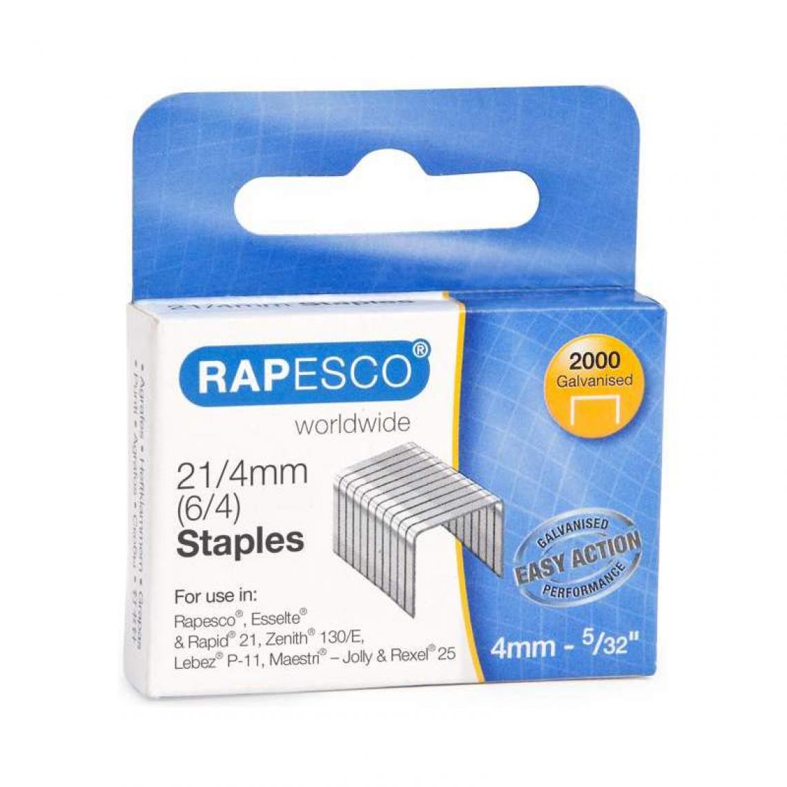 Rapesco - RAPESCO Agrafes 21/4, 2.000 pièces, galvanisé () - Boulonnerie
