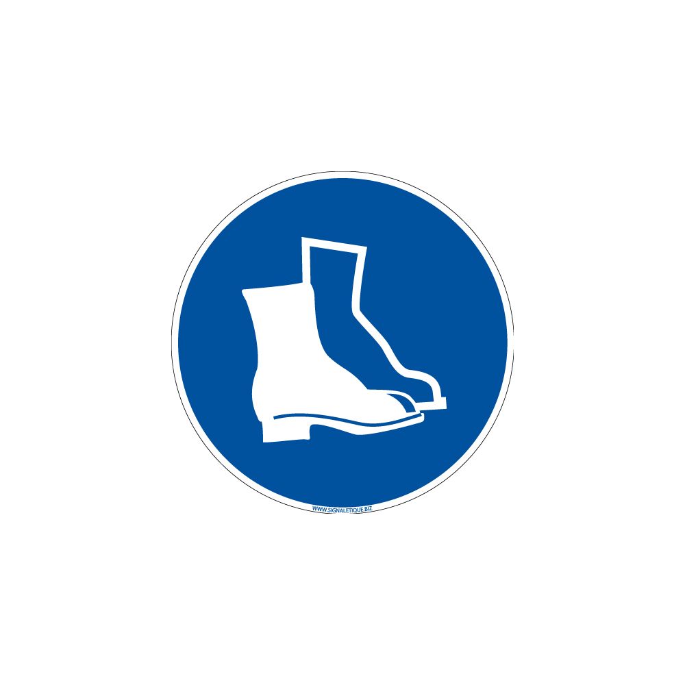Signaletique Biz - Adhésif Port des Chaussures de Sécurité Obligatoire - Diamètre 250 mm - Protection anti-UV - Extincteur & signalétique