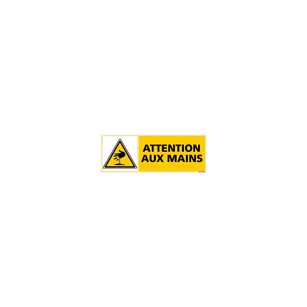 Signaletique Biz - Adhésif Danger Attention aux Mains - Dimensions 350 x 125 mm - Protection anti-UV - Extincteur & signalétique