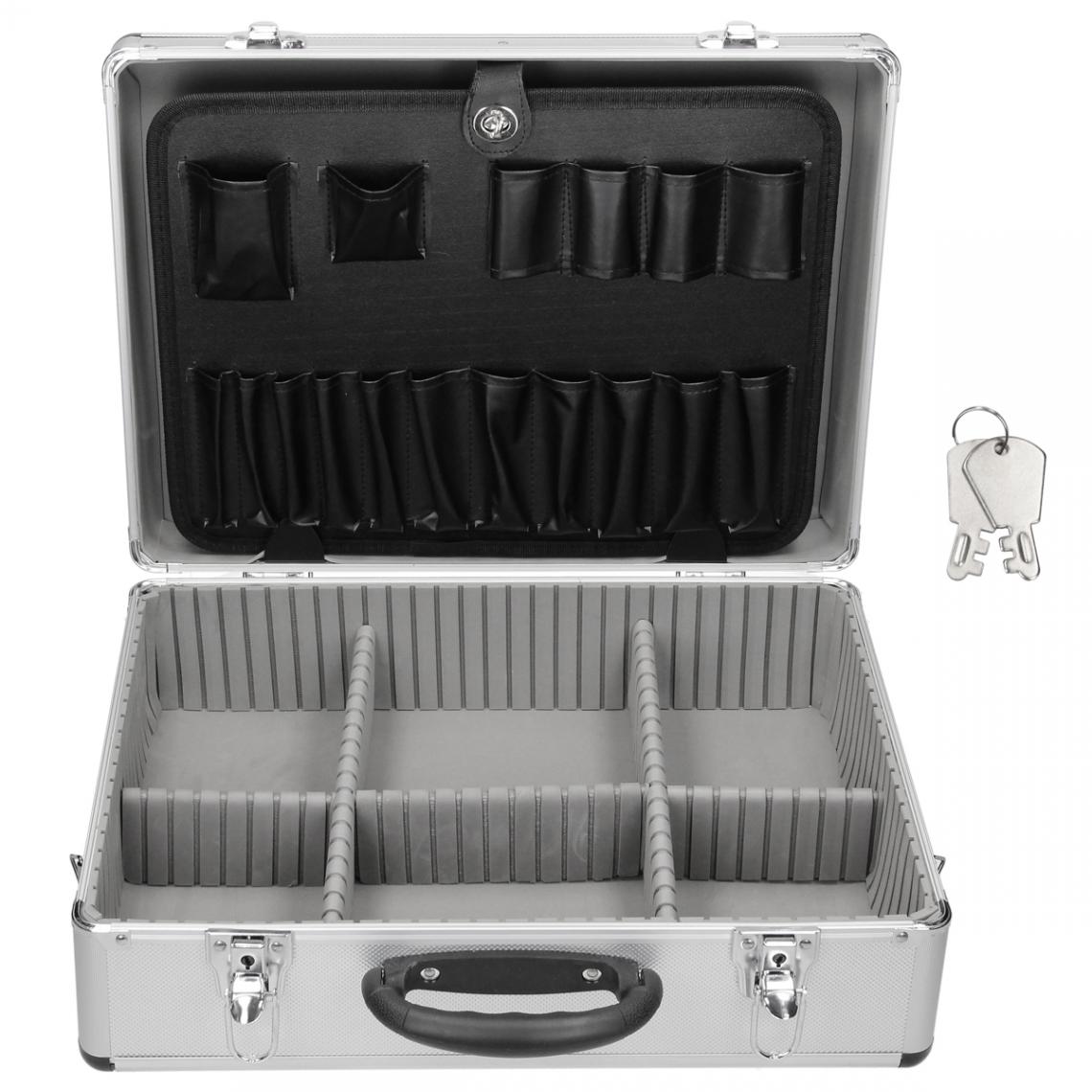 Ecd Germany - Valise aluminium vide malette à outils caisse avec compartiments de rangement - Boîtes à outils