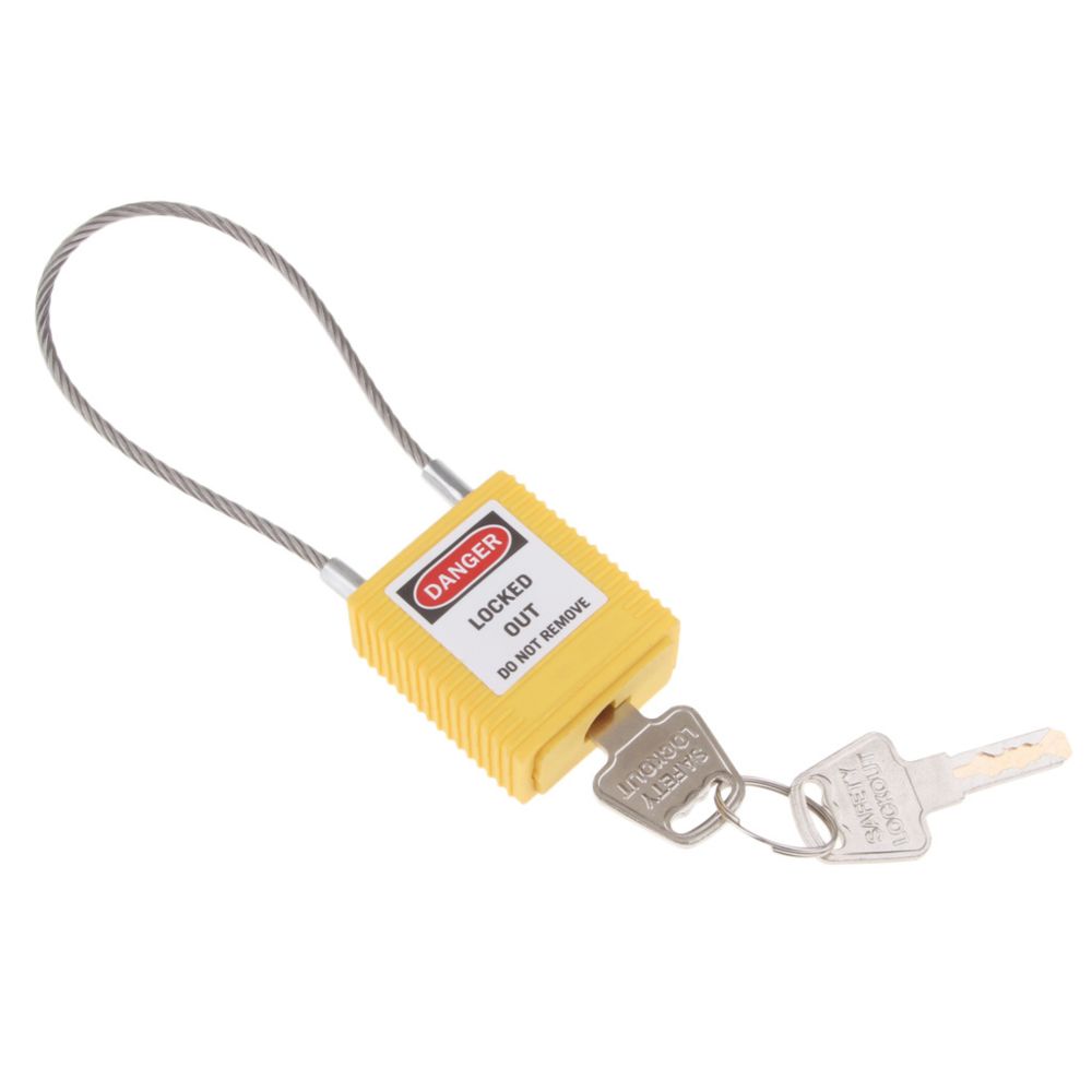 marque generique - cadenas de verrouillage de sécurité à clé différente manille 3.2mm jaune - Bloque-porte