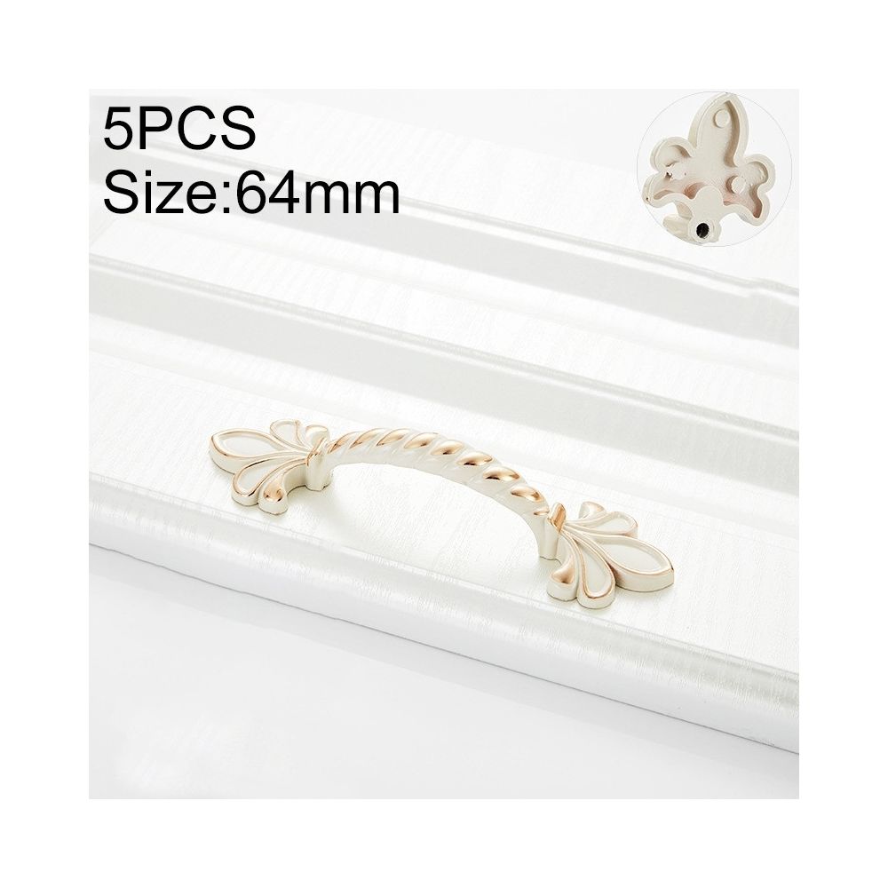 Wewoo - Poignée d'armoire 5 PCS 6062_64 Alliage de zinc blanc ivoire avec de cabinet simple Pas 64 mm - Poignée de porte