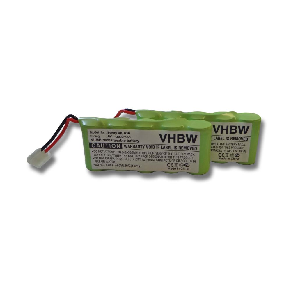 Vhbw - Lot de 2 batteries Ni-MH vhbw 3000mAh (6V) pour outils Bosch Roll-Lift, Somfy D14, K8, K10, K12 comme 9 500 005, 9000163, FD252/10, 8781105908, etc. - Clouterie