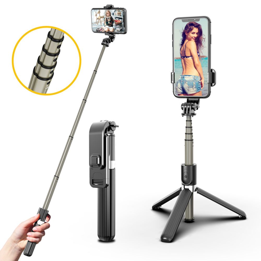 marque generique - Bâton de Selfie de trépied de téléphone de Bluetooth, alliage d'aluminium tout dans un bâton extensible de Selfie avec à télécommande et 1/4 ""bâti de - Équerre étagère