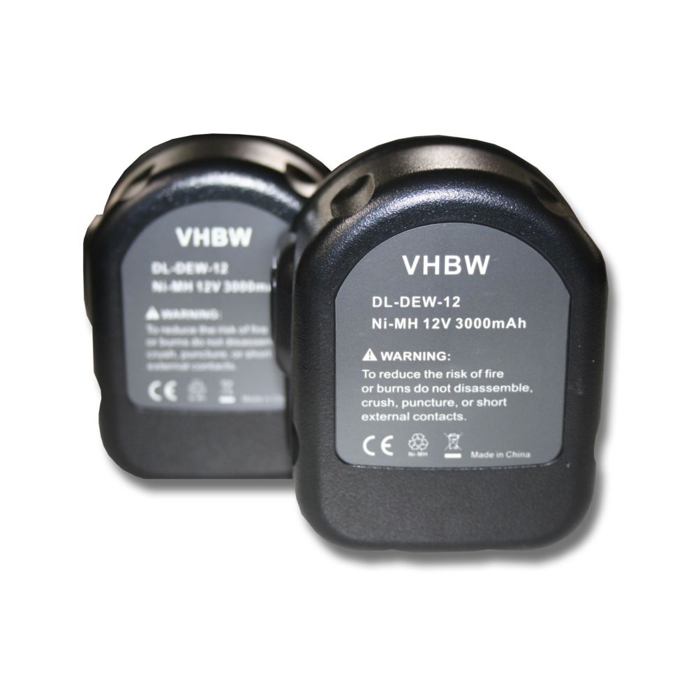 Vhbw - Set de 2 batteries vhbw Ni-MH 3000mAh (12V) pour outils DW971K-2, DW972, DW972B, DW972K, DW972K-2 comme Dewalt 152250-27, 397745-01, DC9071, DE9037. - Clouterie