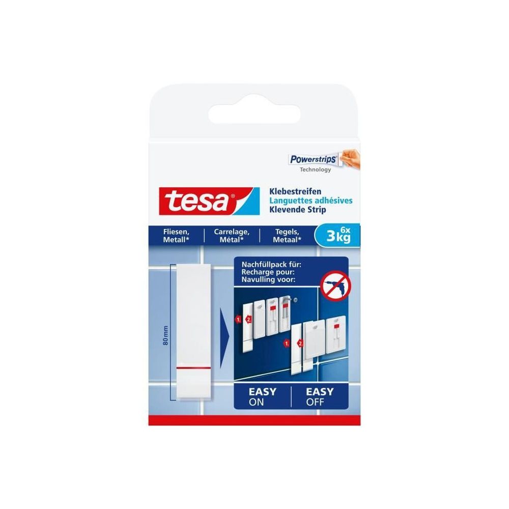 Tesa - TESA Languettes adhésives - Pour carrelage & métal - Charge supportée : 3 Kg - Colle & adhésif
