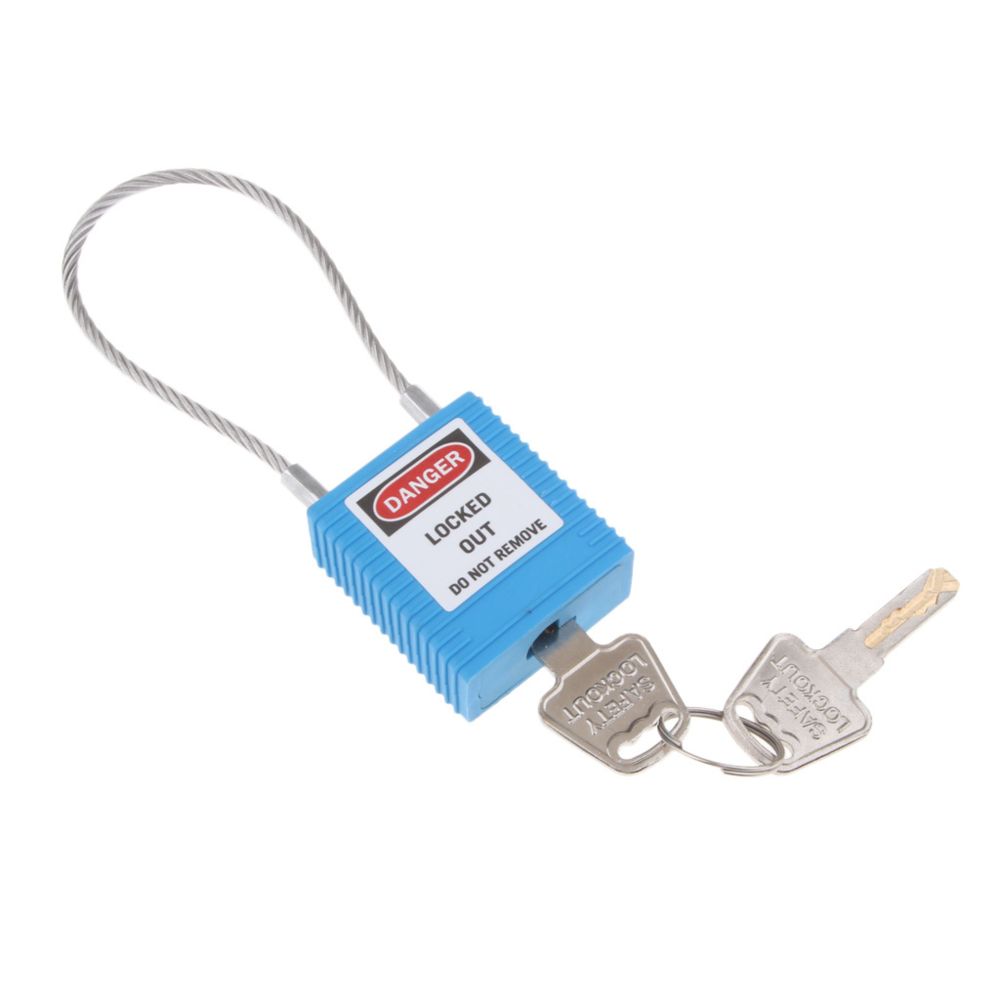 marque generique - cadenas de verrouillage de sécurité à clé, manille 3.2mm bleu - Bloque-porte