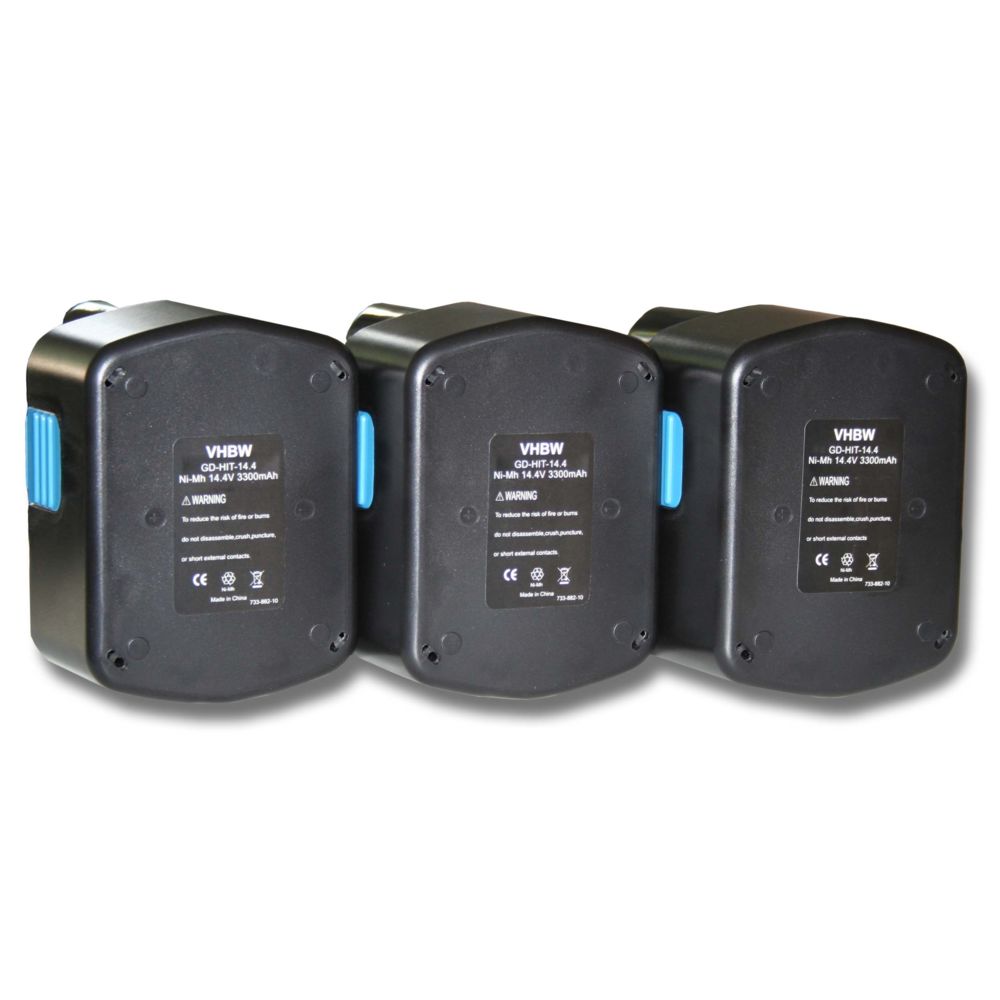 Vhbw - 3x Batterie Ni-MH 3300mAh (14.4V) vhbw pour outils DS 14DAF2, DS 14DFL, DS 14DFLG comme Hitachi 315128, 315129, 315130, 319104, 319933. - Clouterie