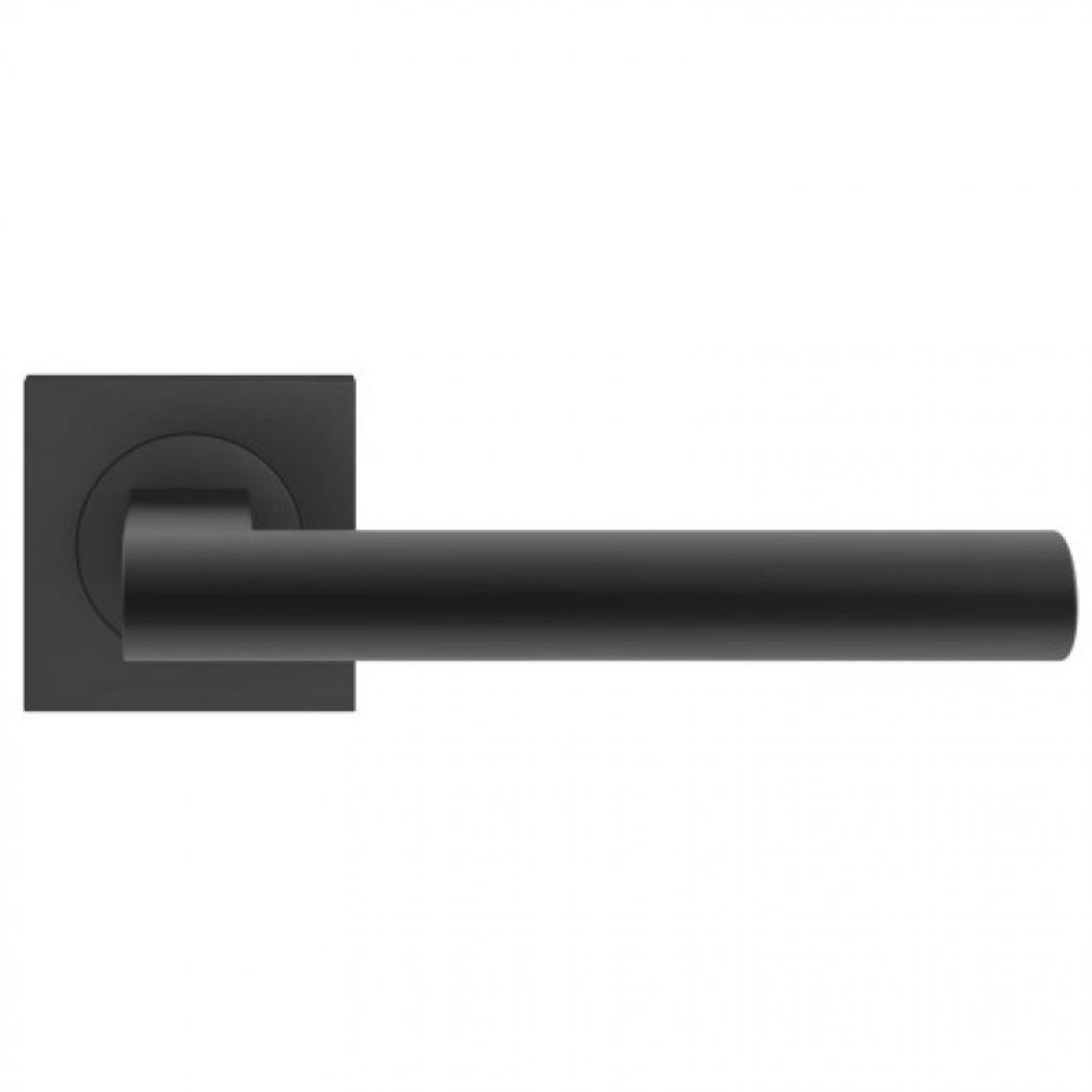Karcherdesign - Béquille double sur rosaces carrées série ER 45 Q Madeira finition noir Cosmos fonction clé - Poignée de porte