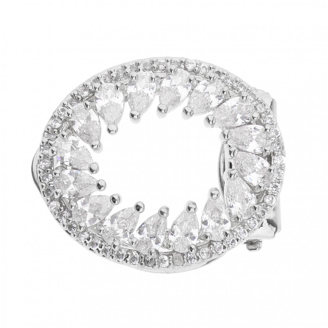 marque generique - cercle creux fleur zircon anneau en mousseline de soie foulard clip boucle argent blanc - Broches de maçon