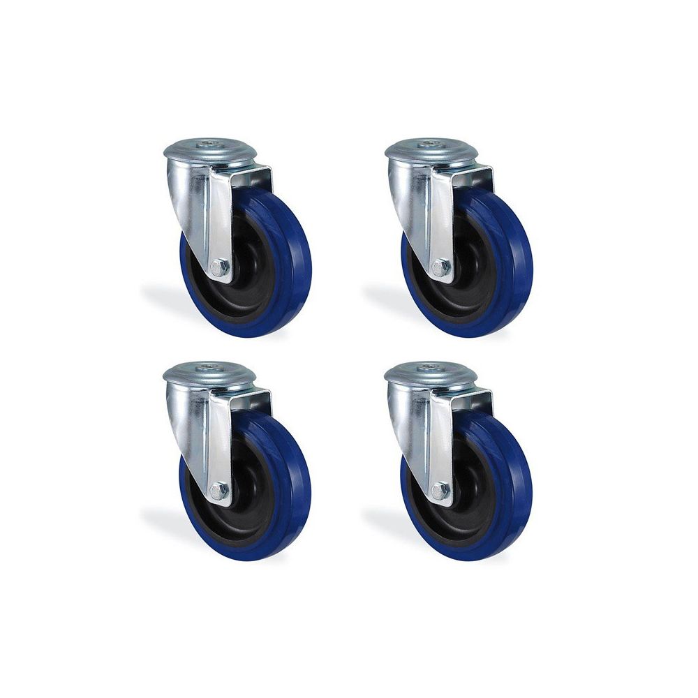 marque generique - Lot roulettes à oeil pivotantes caoutchouc élastique bleu diamètre 125mm charge 450kg - Cheville