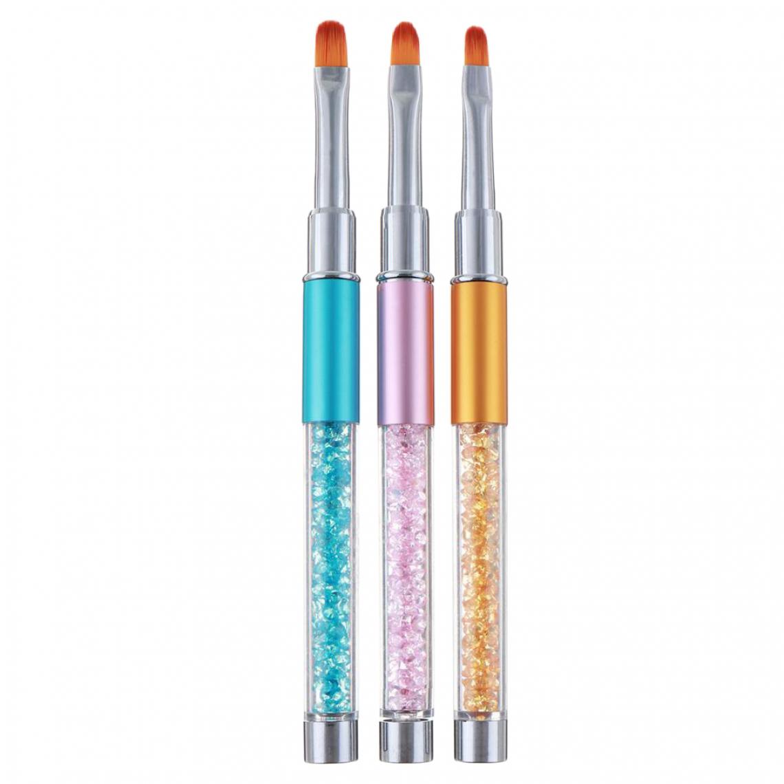 marque generique - 3pcs Pro Nail Art Paint Brush Paint Pen Pour Ongles En Acrylique Style Mixte 01 - Clouterie