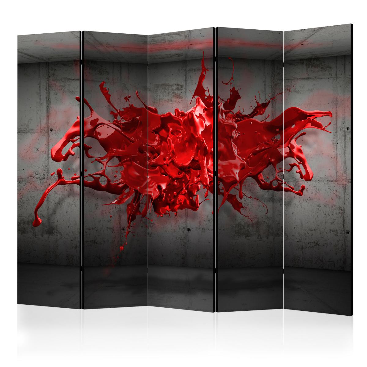 Bimago - Paravent 5 volets - Red Ink Blot II [Room Dividers] - Décoration, image, art | 225x172 cm | XL - Grand Format | - Cloisons