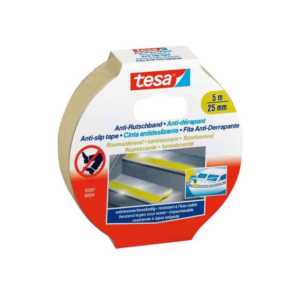 Tesa - TESA Ruban adhésif antidérapant - 5m x 25mm - Fluorescent - Colle & adhésif