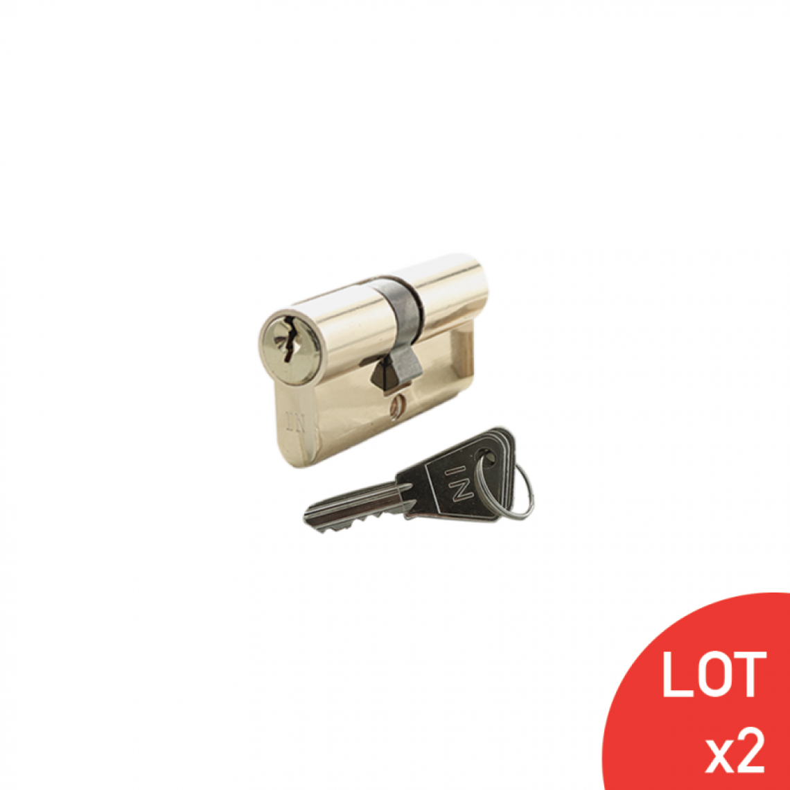 Secury-T - Cylindre de 80mm (35x45) varié laiton poli 3 clés laiton nickelé x2 - Cylindre de porte