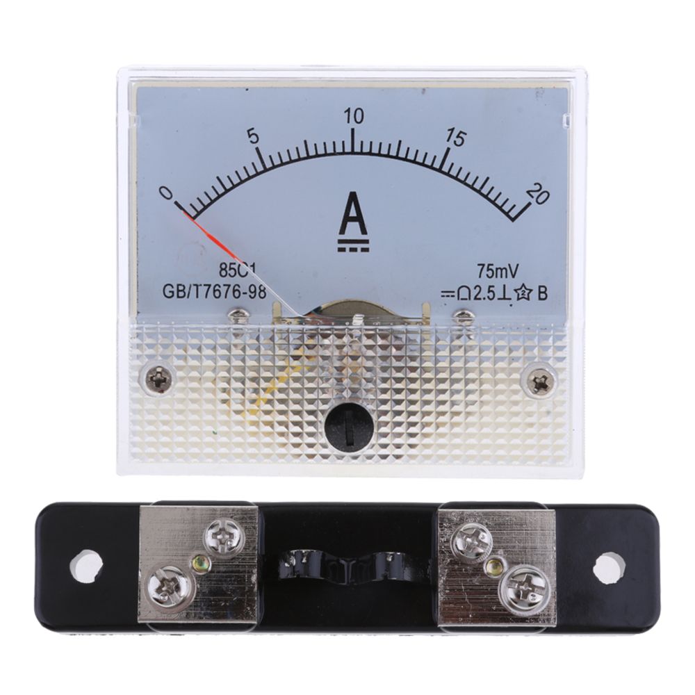 marque generique - Jauge de courant analogique d'ampère de mètre de panneau d'ampèremètre de CC 0-20A et résistance de shunt de 75mV - Mètres
