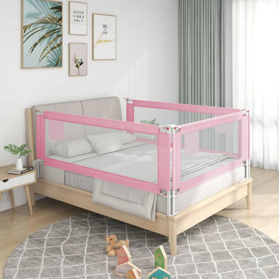Vidaxl - vidaXL Barrière de sécurité de lit d'enfant Rose 200x25 cm Tissu - Extincteur & signalétique