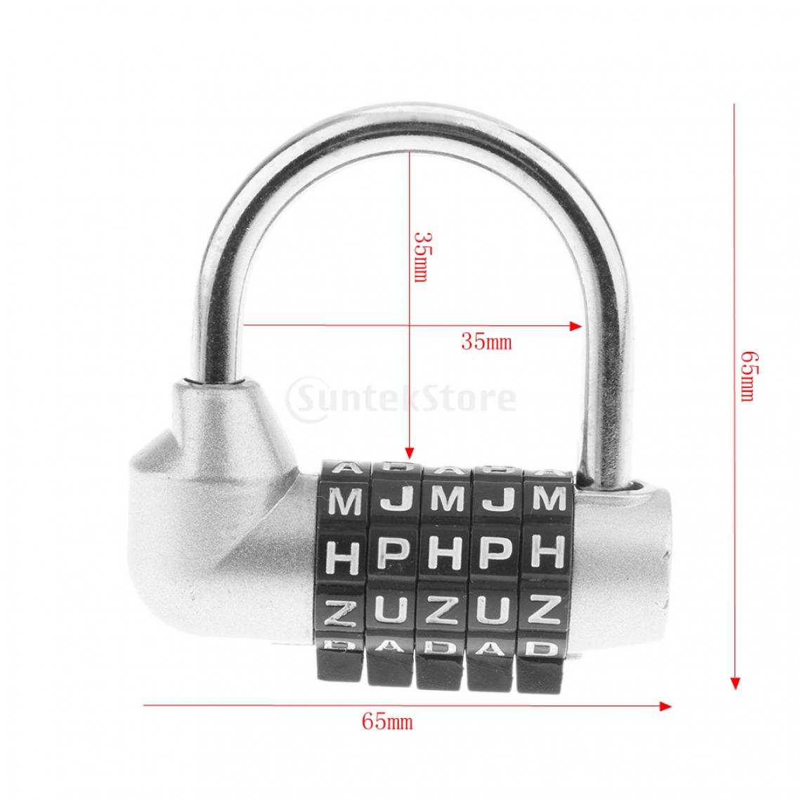 marque generique - alliage de zinc 5 cadran lettres combinaison cadenas code mot de passe verrouillage rouge - Verrou, cadenas, targette