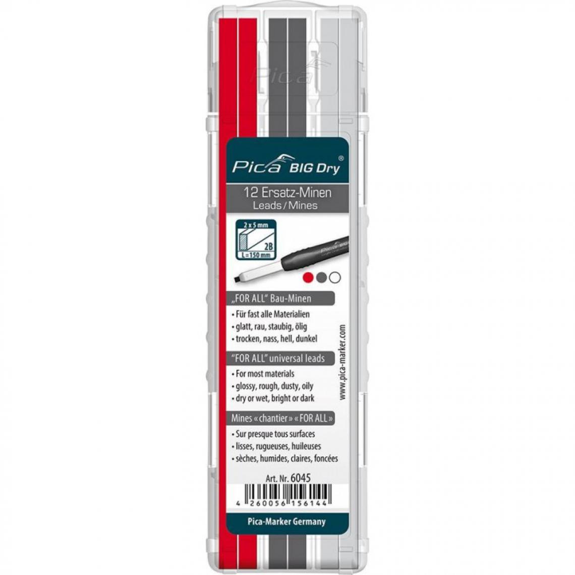 marque generique - Crayon de Charpentier BIG Dry 6045 BIG Dry FORALL Bau Graphit blanc rouge Pica - Pointes à tracer, cordeaux, marquage