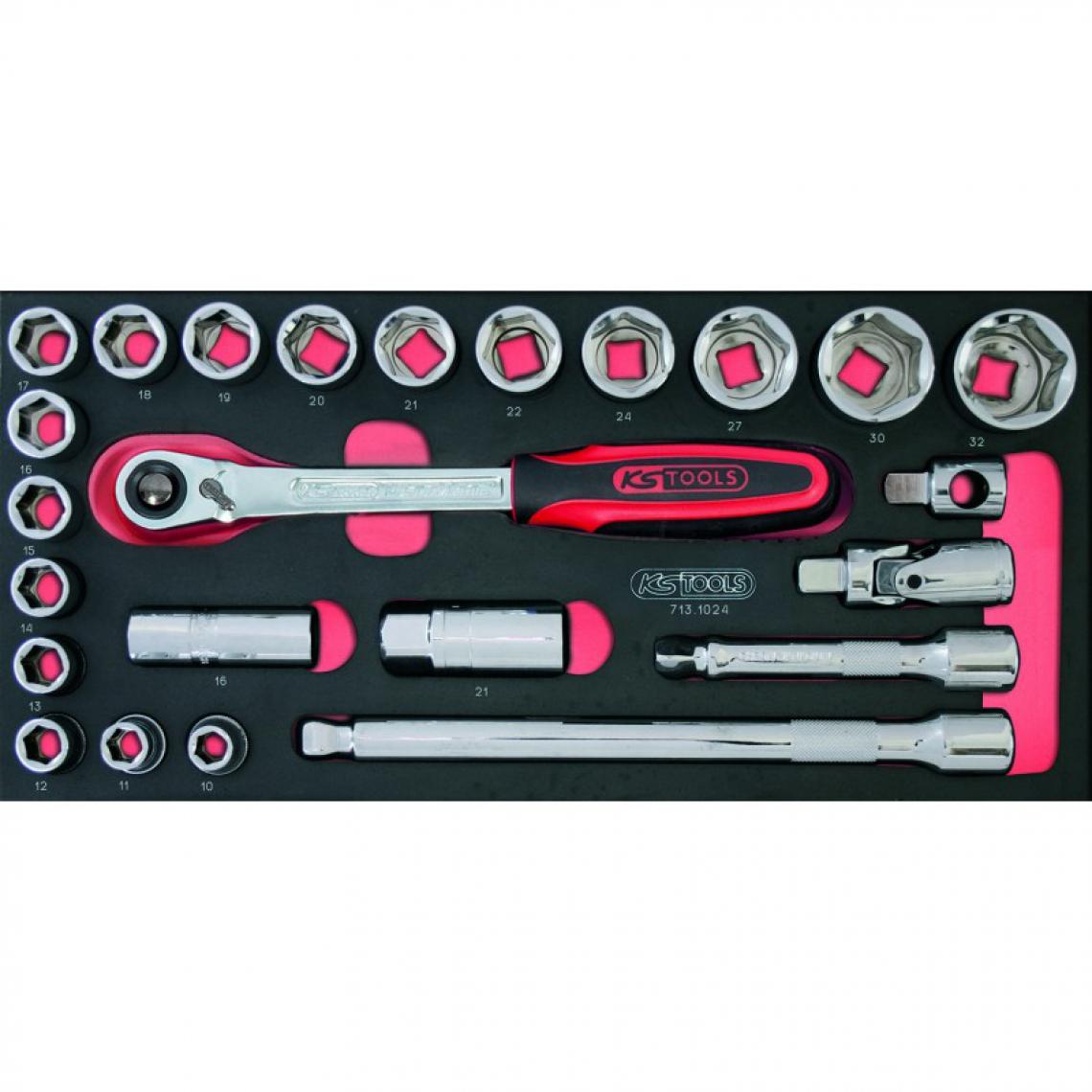 Ks Tools - KS TOOLS 713.1024 Module de douilles et accessoires ULTIMATE® 1/2'', 24 pièces - Casiers de rangement