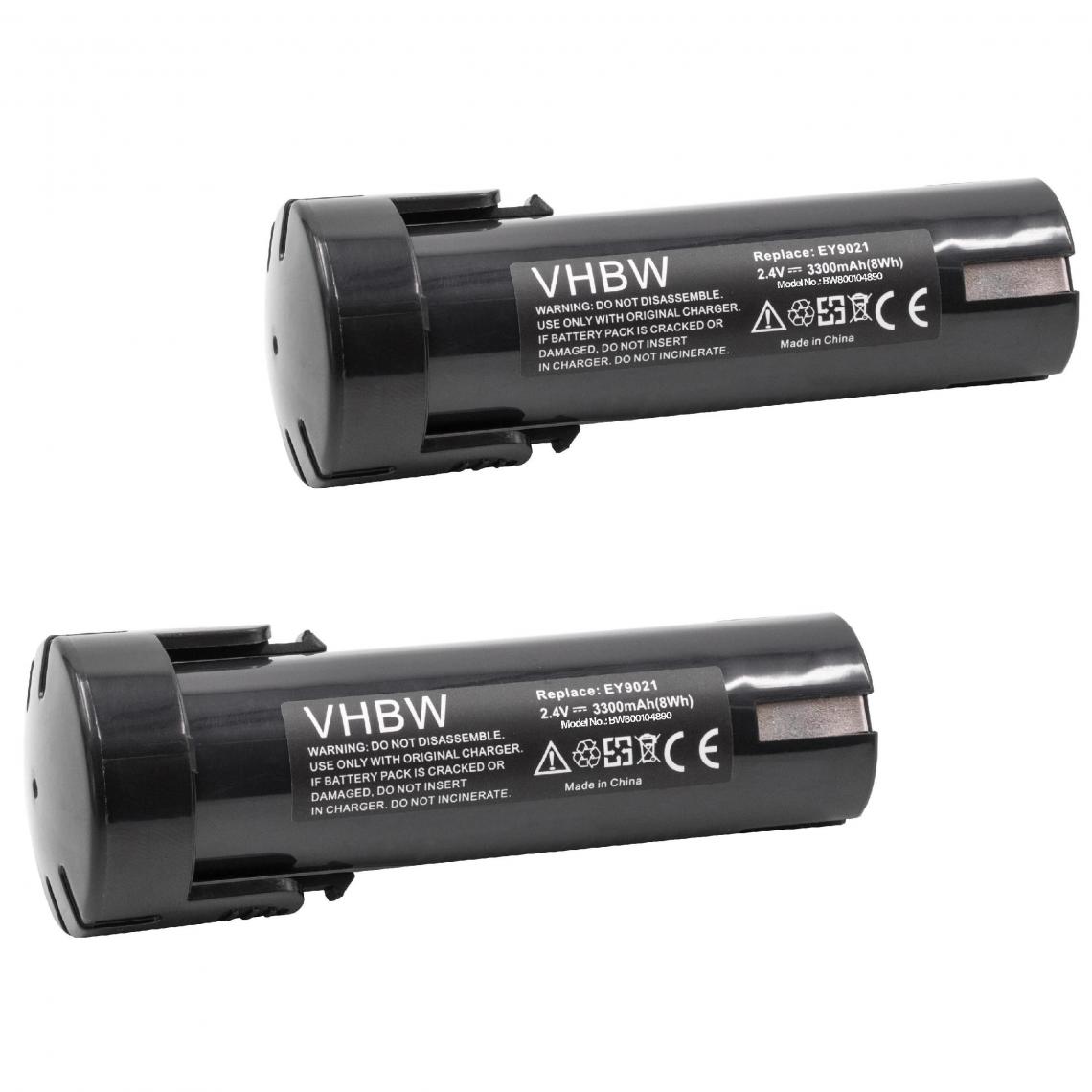 Vhbw - vhbw 2x Batterie compatible avec Panasonic EY3652, EY3652DA, EY3652DR, EY503B, EY503BY, EY6220 outil électrique (3300mAh NiMH 2,4V) - Clouterie