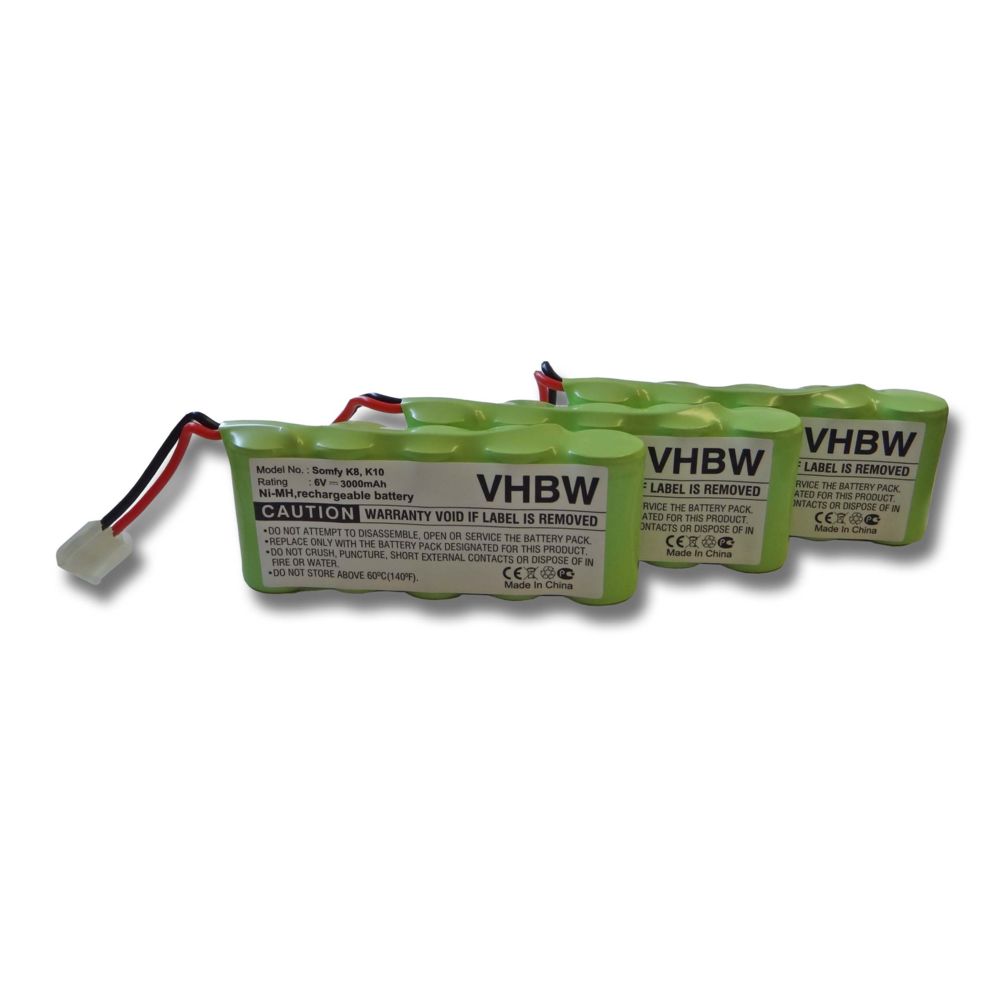 Vhbw - Lot 3 batteries Ni-MH vhbw 3000mAh (6V) pour outils Bosch Roll-Lift, Somfy D14, K8, K10 .Remplace: 9 500 005, 9000163, FD252/10, 8781105908. - Clouterie