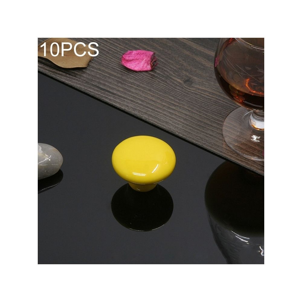 Wewoo - Poignée d'armoire 10 PCS 38mm Littéraire Moderne Couleur Céramique Vitrée De Tiroir Jaune - Poignée de porte