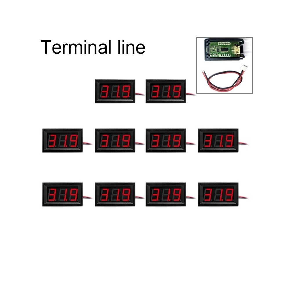 Wewoo - Voltmètre 10 PCS 0.56 inch Tensiomètre numérique avec câble Shell, Affichage couleur, Mesure de tension: DC 0-100V (Rouge) - Mètres