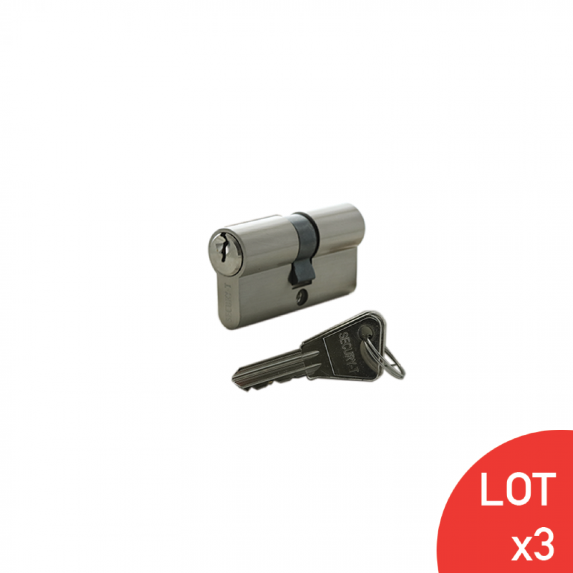 Secury-T - Cylindre de 60 mm (30x30) laiton massif chromé 3 clés laiton LOT DE 3 - Cylindre de porte