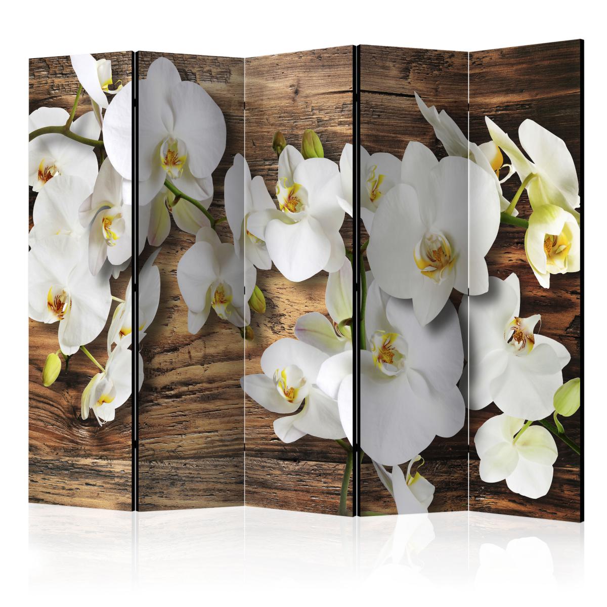 Bimago - Paravent 5 volets - Forest Orchid II [Room Dividers] - Décoration, image, art | 225x172 cm | XL - Grand Format | - Cloisons