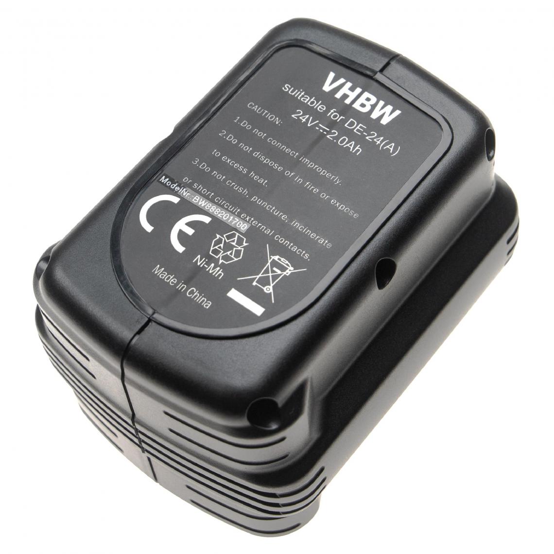 Vhbw - vhbw Batterie compatible avec Dewalt DW004K2H, DW005, DW005K-2, DW005K2C, DW005K2H outil électrique (2000mAh NiMH 24V) - Clouterie