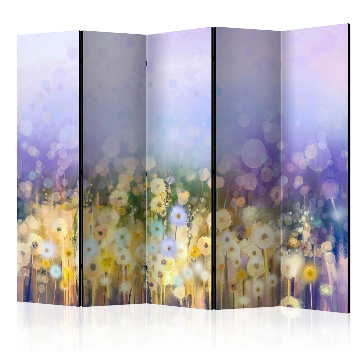 Bimago - Paravent 5 volets - Painted Meadow II [Room Dividers] - Décoration, image, art | 225x172 cm | XL - Grand Format | - Cloisons