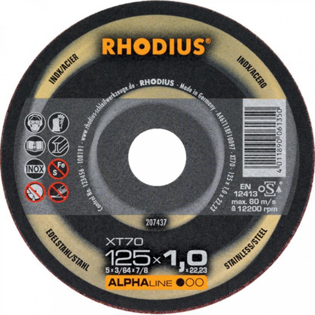 Rhodius - Disque à tronconner acier / inox XT70 115 x 1,0mm ger. Rhodius - Outils de coupe