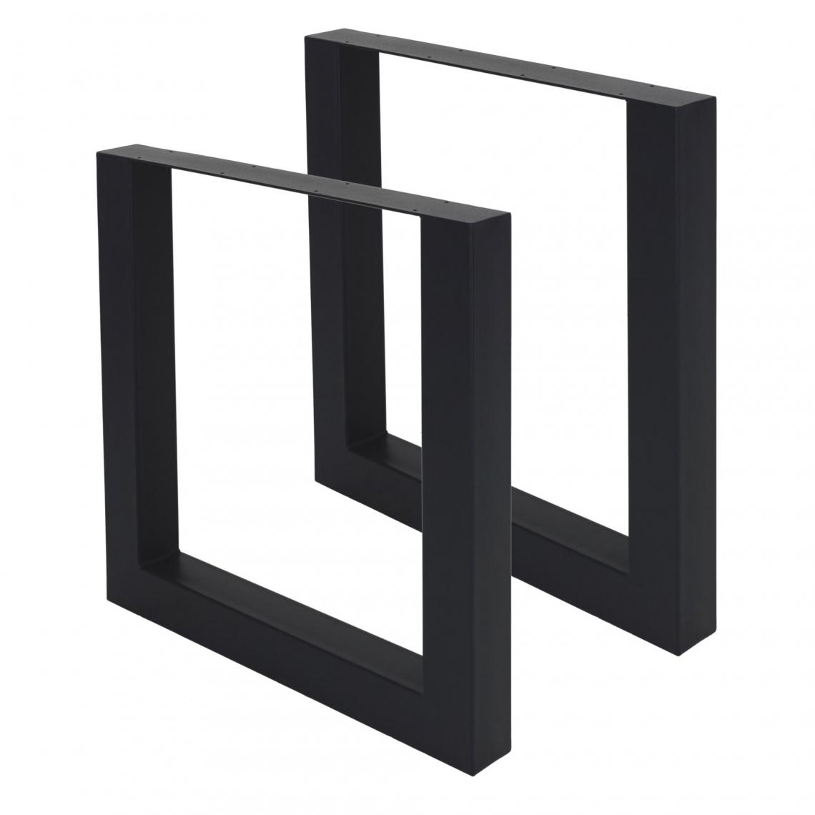 ML-Design - 2 x Pieds de table industriel cadre meuble bureau profil carré noir 70 x 72 cm - Pieds & roulettes pour meuble
