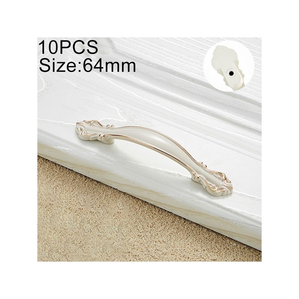 Wewoo - Poignée d'armoire 10 PCS 6032A-64 ivoire en alliage de zinc bordé d'or armoire garde-robe de porte de tiroirespacement de trou 64mm - Poignée de porte